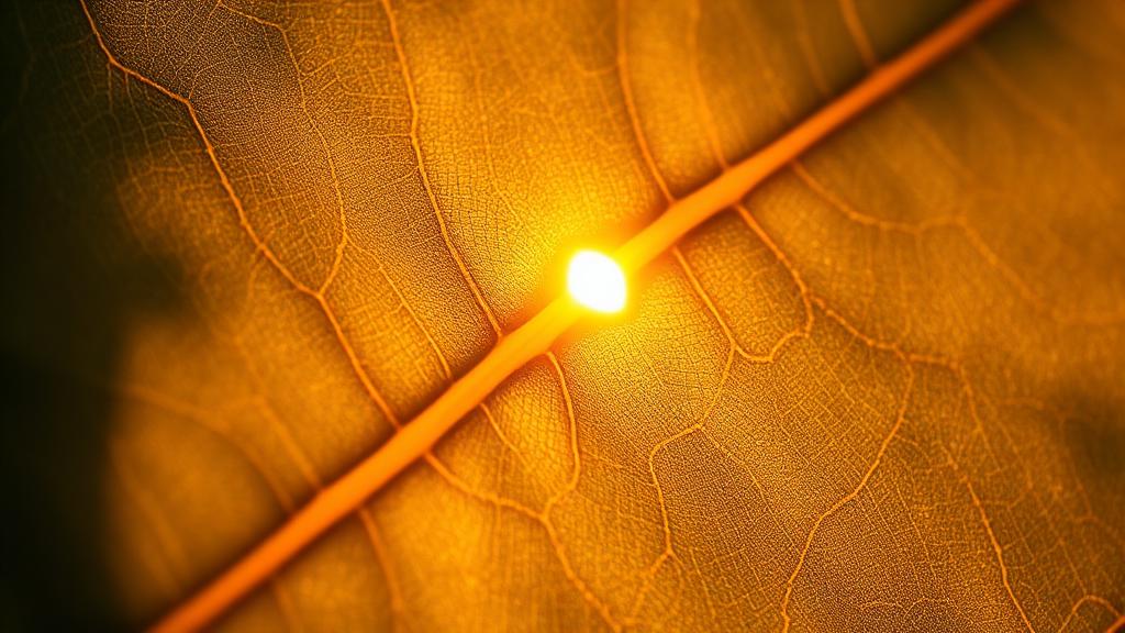 Sunlight through the veins of a leaf