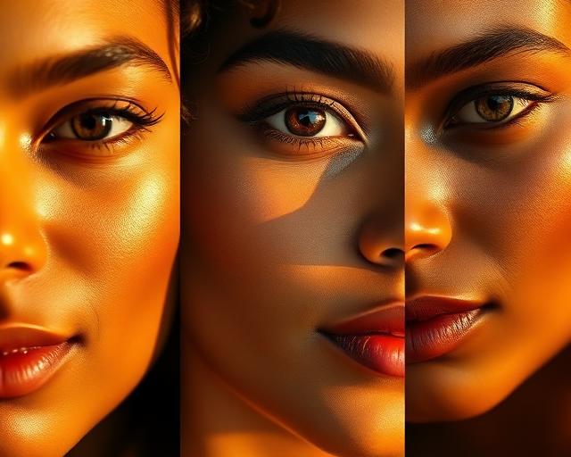 Portraits showing the range of human skin tones